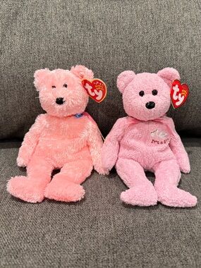 2 Beanie Babies TY - Pink Teddy Bears - It’s a girl!